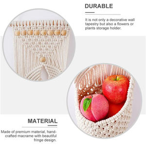 <span class=keywords><strong>Tapiz</strong></span> de almacenamiento tejido bohemio colgante de pared fruta planta maceta soporte macramé colgador - Product Image 6