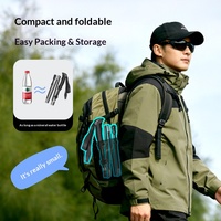 Tongkat Trekking Lurus dari Aluminium Alloy 105CM, Tongkat Hiking Lipat 6 Bagian, Panjang Dapat Disesuaikan 27CM, Pengunci Cepat untuk Camping