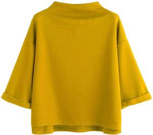 <b>Women's</b> Oversized Batwing Sleeve Knitted <b>T</b>-<b>Shirt</b> Solid Color Stand Collar Loose Fit Three Quarter Sleeve All Seasons <b>Yellow</b> - Product Image 2