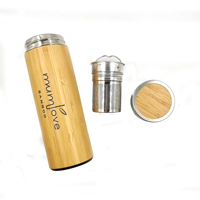 Gobelet en bambou avec infuseur à thé, ml, bouteille de thé, passoire de feuilles en vrac, avancé, Double isolation, en acier inoxydable, Thermos de voyage