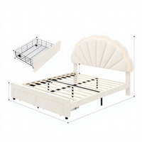 Cadre de lit King Size et pour enfant de style Mid-Century avec rangement et tête de lit lumineuse