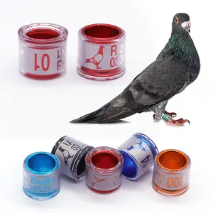 鸟来样定做高品质自有标志铝芯塑料8毫米激光印刷彩色鸽子赛车戒指