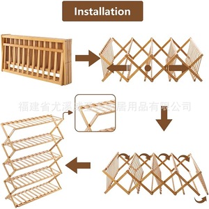 Five-tier bamboo <b>shoe</b> <b>rack</b>, simple green planter, small household <b>shoe</b> cabinet, economical dormitory doorway folding bamboo - Product Image 4