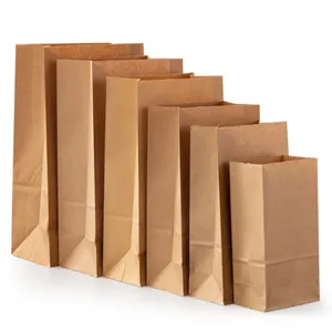 Custom Logo Restaurant Take Out Paper Bag Brown Kraft Carry Retail Delivery Takeaway Lunch Food Packaging Paper Bag