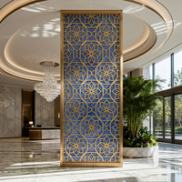 Paravent décoratif hexagonal en acier inoxydable découpé au laser, style Art déco moderne et luxueux, pour hôtel
