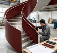Escalier en colimaçon moderne de luxe en acier avec rampe métallique, design écologique et sûr pour usage résidentiel haut de gamme en extérieur