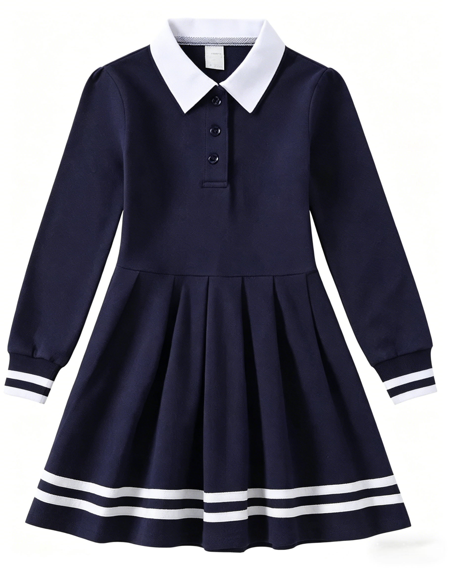 Buy In Bulk Girls School Uniform Dress Navy Cotton Blend & Pleated Skirt  Design | Alibaba.com
