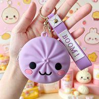 Nouveauté : Porte-clés anti-stress en silicone en forme de macaron, jouet de décompression à presser avec fermeture éclair, pour enfants et adolescents