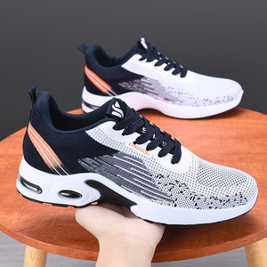 Chaussures de sport décontractées transfrontalières pour hommes à bout renforcé, avec semelle extérieure en PVC souple amortissante, à lacets, respirantes et absorbant les chocs, idéales pour le printemps - Product Image 1