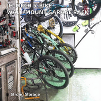 Support mural robuste pour vélo, étagère de rangement pour garage - Niveau unique en acier au carbone