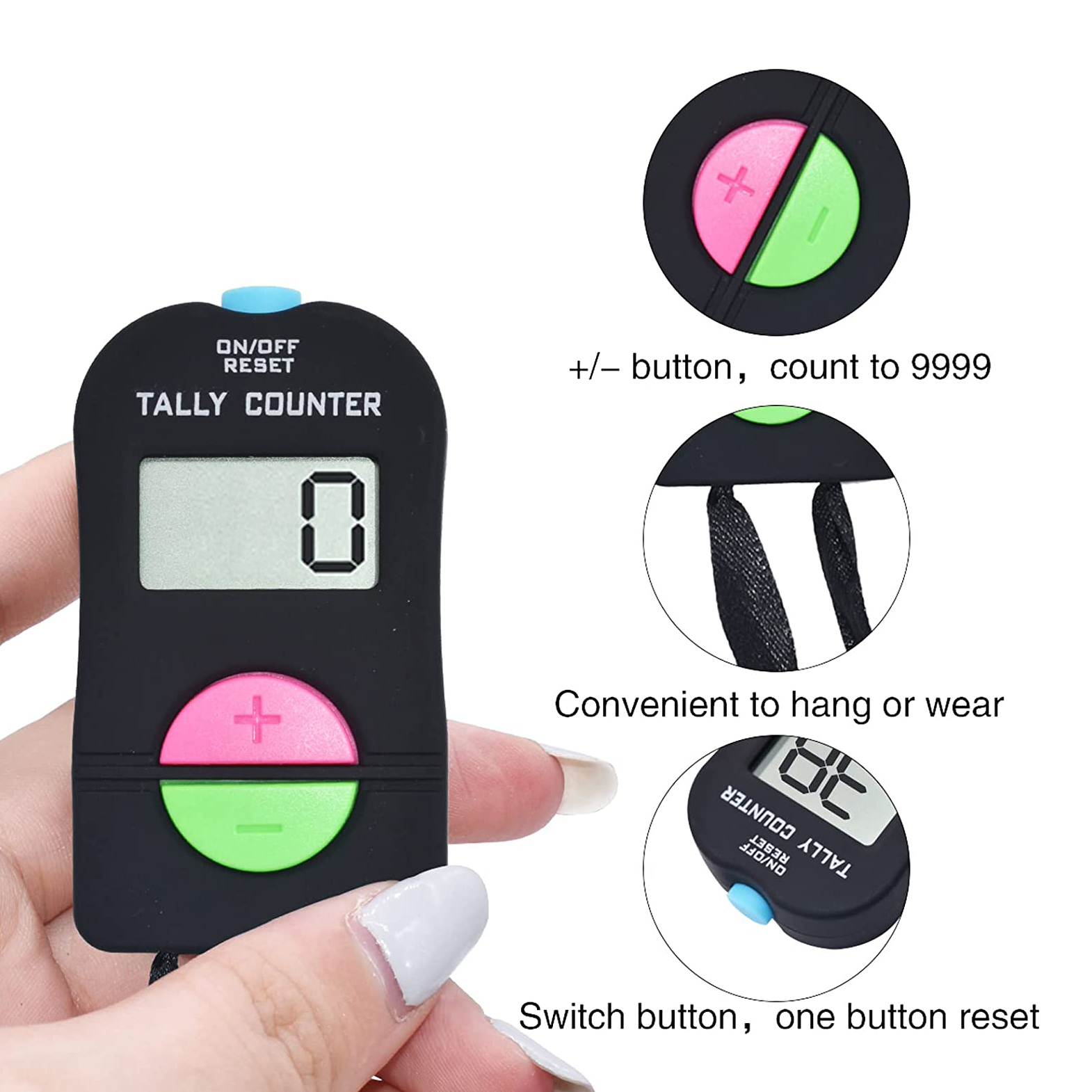 TopHomer 2 contatori elettronici per golf, calcio, digitale, nero, 6,3 x 3,4 x 1,5 cm