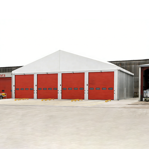 Tente de stockage industrielle avec quatre portes à enroulement rouges, <span class=keywords><strong>grande</strong></span> chapiteau à portée libre pour garage de camions de pompiers, entrepôt temporaire - Product Image 1
