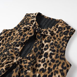 Gilet Casual da Donna con Scollo a V, Fiocco Frontale, Stampa Animalier Multicolore - Product Image 3