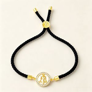 Pulseras Ajustables <span class=keywords><strong>de</strong></span> Cuerda Trenzada Clásica con Incrustaciones <span class=keywords><strong>de</strong></span> Circonio, Bañadas en Oro <span class=keywords><strong>de</strong></span> 18K, con Árbol <span class=keywords><strong>de</strong></span> <span class=keywords><strong>la</strong></span> <span class=keywords><strong>Vida</strong></span> y Jesús - Product Image 6