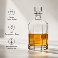 Decantador de Vidrio Transparente de 1000 ml del Fabricante, Botella de Vidrio con Tapón Hermético
