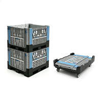 Ventes d'usine QS caisses palettes pliables en plastique robustes boîte à palettes pliable empilable à usage de fruits en gros