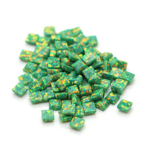 Square Cut OP21 Green Opal Stone Synthetic Gemstone - Product Image 1