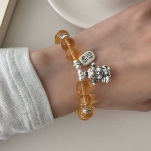Pulsera de cristal amarillo con dios de la riqueza, plata de ley S925, piedra natural, forma de animal, unisex, uso diario - Product Image 5