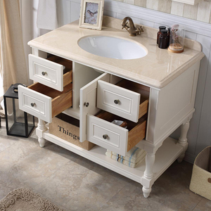 Most Affordable <strong>Ready</strong> <strong>Made</strong> Solid Wood Luxury <strong>Bathroom</strong> Cabinet With Mirror and Washbasin Design - Product Image 3