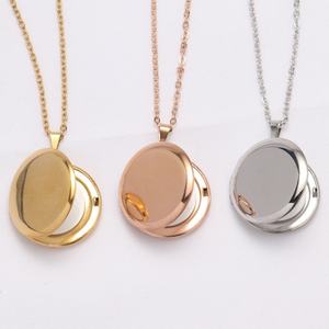 Customizable Stainless Steel Non Tarnish <b>Mirror</b> Polished <b>Circular</b> Phase Box Necklace Geometric Ellipse Fashion Necklace - Product Image 1