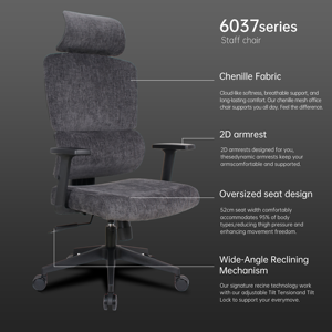 Silla de Oficina Ergonómica de Respaldo Alto con Altura de Respaldo Ajustable y Soporte Lumbar, Silla Giratoria, Sillas de Escritorio, Cadeira - Product Image 4