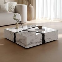 Table basse carrée minimaliste italienne en marbre Bulgari, table basse de luxe design pour villa, grand salon