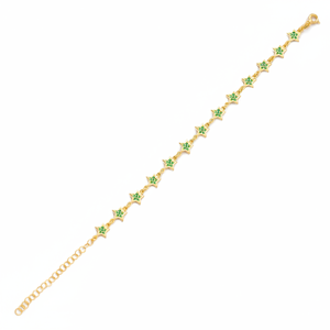 Minimal Star Style Emerald Stone Handmade <b>Charm</b> <b>Bracelet</b> Wholesale Turkish 925 Sterling <b>Silver</b> Jewelry - Product Image 2
