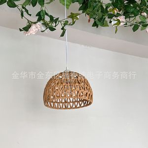 Retro Hemp <b>Rope</b> Woven Chandelier Lampshade For Living Room Study Hotel Home Decor Single Head <b>Led</b> Light Source - Product Image 4