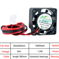 Kipas Pendingin Ultra-Tipis 2cm 20mm ACP2006 20x20x6mm 2Pin DC5V/12V/24V 0.10A Catu Daya Printer Mikro Raspberry Komputer Plastik
