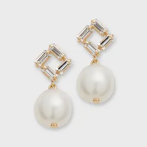 DE1502 peishang personnalisé moderne carré blanc saphir perle boucles d'oreilles pour les femmes