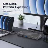 Dock Thunderbolt 3 10-in-1 40Gbps 8K+60Hz DP, 100W PD, Hub USB untuk Laptop