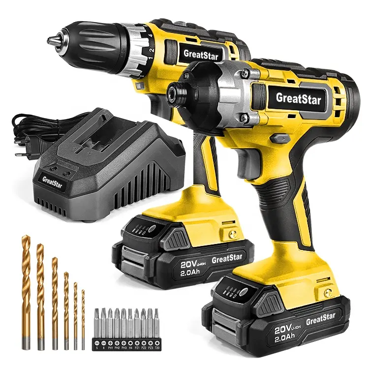 GreatStar Customize 20V Cordless Screwdriver Set Electric drills power hand impact drill driver drilling machine