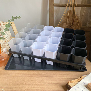 Pots à succulentes miniatures LUYI résistants au vieillissement, transparents, avec ouvertures latérales pour le contrôle des racines, en plastique octogonal carré. - Product Image 1