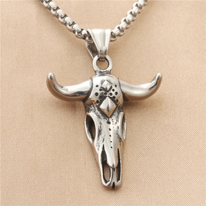 Collar con Colgante de Calavera de Toro de Acero Inoxidable para Hombre, Joyería de Moda con Forma de Animal, Estilo Punk Retro 190108 - Product Image 1
