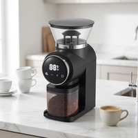 Moulin à café électrique conique, 30 réglages ajustables, 150 W, commande tactile, moulin à café antistatique pour usage domestique