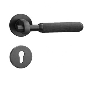 Luxury Modern Knurled Brass Interior <strong>Door</strong> Lock Solid <strong>Door</strong> <strong>Knob</strong> Bedroom Lever Fertise Bathroom Single Side Security MINKINGDEN - Product Image 3