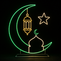 Eid Metallrahmen Ramadan-Bogen Gold Grün Türbogen Halbmond Stern Laterne Ramadan-Motiv Licht für Straßen- und Außendekoration