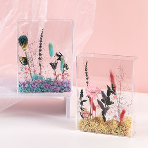 Alta qualità fai da te colorato secco pianta pianta da tavolo decorazione acrilico scatola di fiori - Product Image 2