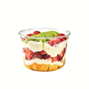 Özel tek kullanımlık PET şeffaf plastik soğuk bardak yoğurt meyve salatası kasesi ve tatlı kapaklı kupa PP PET malzeme aperatif bardak - Product Image 2