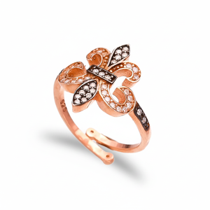French Lily <b>Adjustable</b> <b>Ring</b> Zircon Stone Design Wholesale 925 <b>Silver</b> <b>Sterling</b> Jewelry - Product Image 2