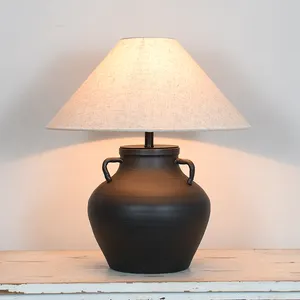 Wabi-sabi Style nuova lampada da tavolo in ceramica grezza in stile cinese nostalgico retrò