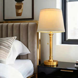 Modern Brass Table Lamp E27 LED Off White Shade Eye Caring Desk <b>Light</b> For Bedroom Living Room <b>Decor</b> - Product Image 2