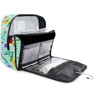 Organizador de Cosméticos Colgante Floral Personalizado, Bolsa de Aseo de Viaje de Tela Twill con 4 Bolsillos, Venta al Por Mayor - Product Image 5