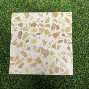 Maple leaf color large grain terrazzo fully polished decorative countertop floor terrazzo tile