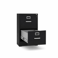 Archivador Metálico Negro Moderno de 2 Cajones, Gabinete de Almacenamiento de Acero con Cerradura para Documentos, Archivador Vertical