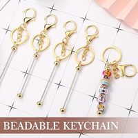 Kit de fabrication de bijoux en vrac pour marque privée : Ensemble de porte-clés à perler, barres métalliques vierges pour perles en silicone, personnalisation de la marque