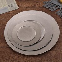 Assiette coréenne en acier inoxydable avec logo personnalisé, 14 cm, durable, polie, ronde, pour la viande, pour les restaurants BBQ et la cuisine