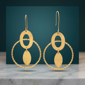 Pendientes de Aro Étnicos de Latón Chapado en Oro de 24K y Rodio para Unisex, Aniversario - Product Image 3