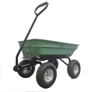 300kgs Load Capacity Lawn Utility Trailer Garden Tractor Cart Garden Hand Cart Plastic Garden Dump Cart