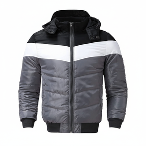 Chaqueta de invierno con diseño personalizado para hombre, abrigo de burbuja acolchado con capucha a la moda y cuello levantado - Product Image 1